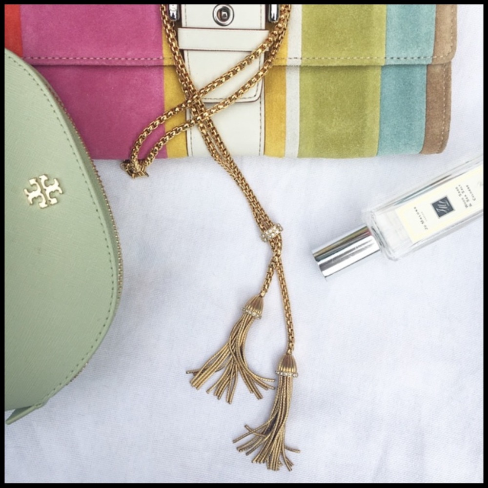 J. Crew Gold & Crystal Tassel Necklace - HP